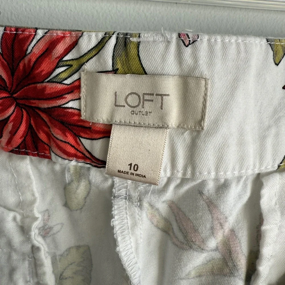 LOFT Outlet White Tropical Print Floral Ladies 4